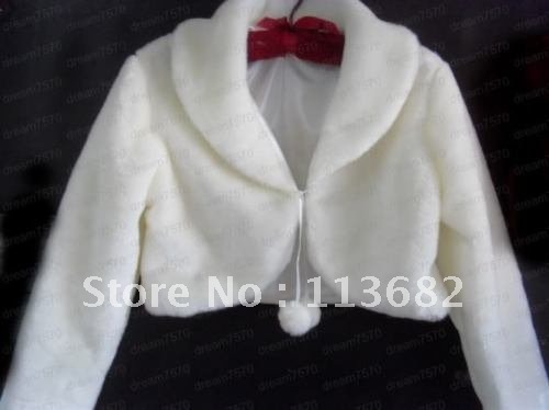 Free Shipping Winter Wedding Dress Ivory Faux Fur Stole Wrap Shrug Bolero Coat Bridal Shawl
