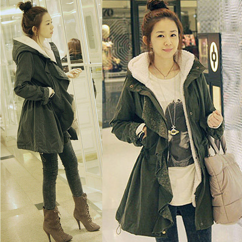 Free shipping winter women autumn and winter berber fleece wool liner thick wadded jacket cotton-padded jacket female outerwear