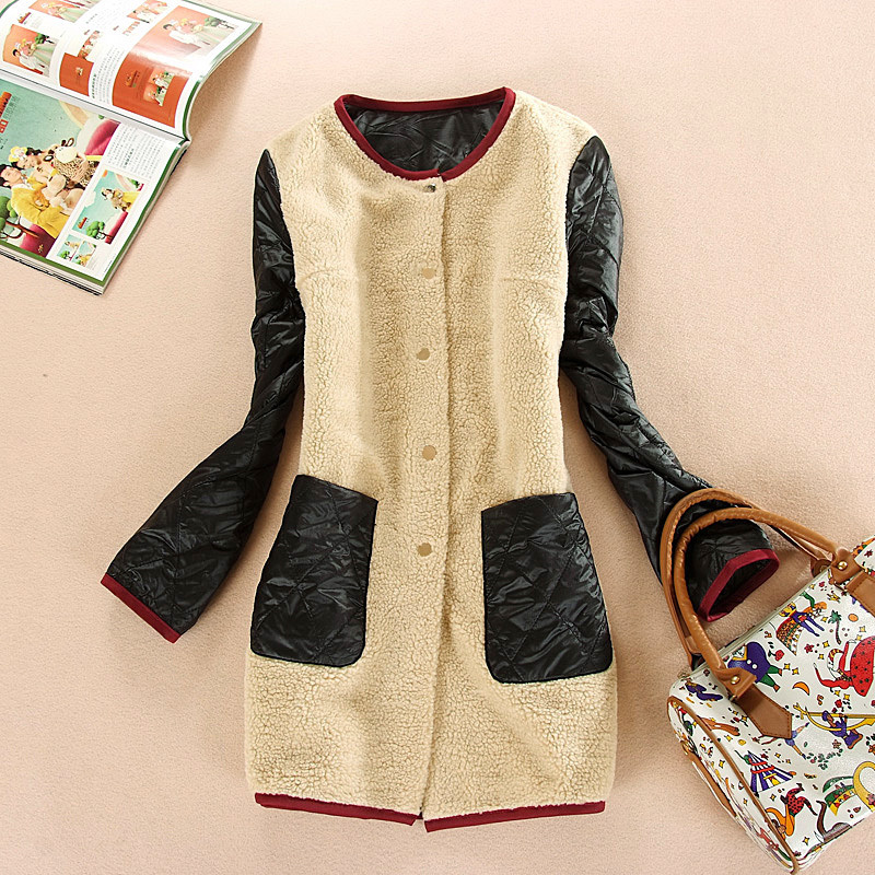 Free Shipping Winter women's 2012 fashion medium-long colorant match wadded cotton-padded jacket outerwear 1124302900 LDX