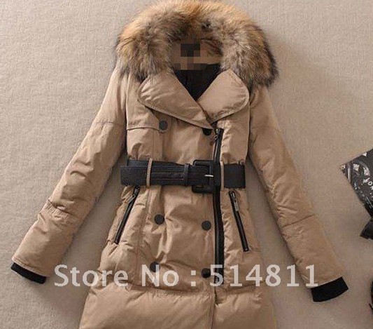 Free shipping  winter women's large fur collar down coat  fashion medium-long Slim thickening down jacket  3 color S-XXL