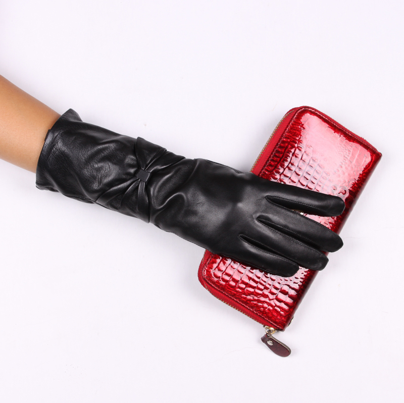 Free shipping Winter women's repair sunscreen long design gloves arm sleeve sheepskin genuine leather gloves 30