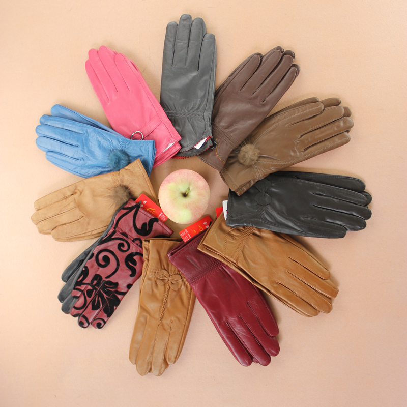 free shipping winter women`s Sheepskin genuine leather gloves