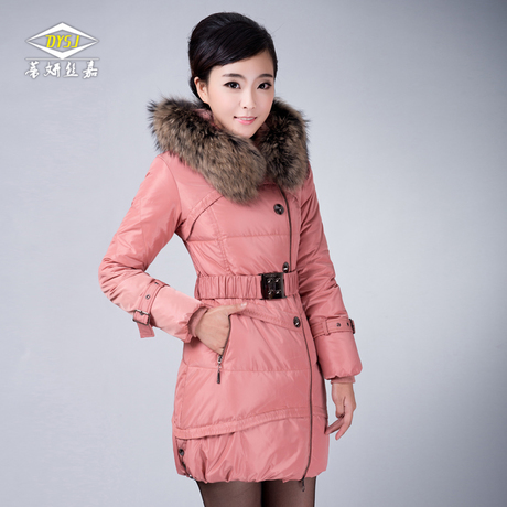 Free shipping winter women Wire 2012 winter down coat female medium-long down coat slim thickening ultralarge raccoon fur