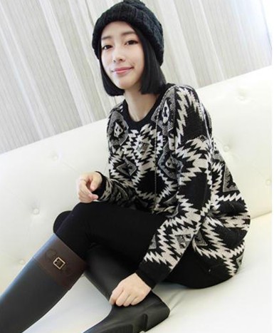Free shipping womems autumn and winter fashion sweater o-neck knitted pullover sweater