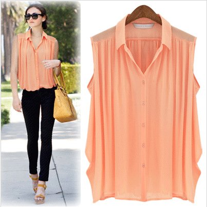 Free Shipping Women 2012 Brief  Classic Candy Color All-match Chiffon  Pleated Sleeveless Shirt