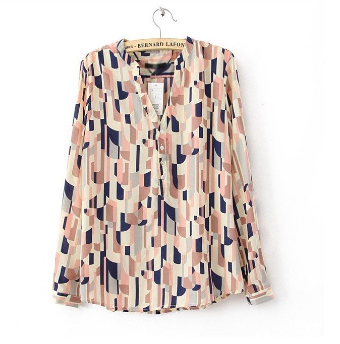 Free shipping women 2012 fashion color blocking blouse, long sleeve silk shirt lady blouse women's OL Collar shirts