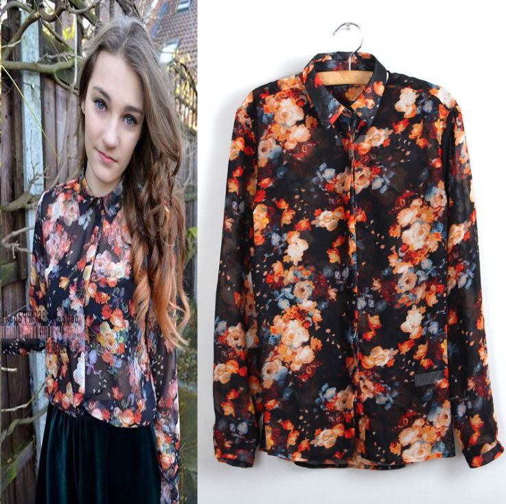 Free shipping Women 2013 fashion color blocking blouse, long sleeve silk shirt lady blouse women's OL Collar shirts