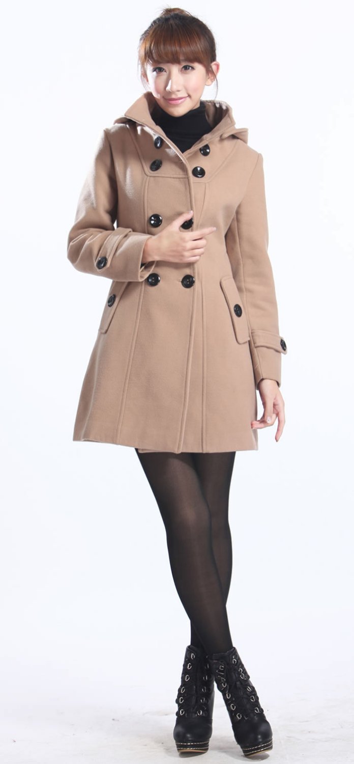 Free shipping women 2013 fashion jacket ladies winter wool coat trench coats outerwear hoodies overcoat