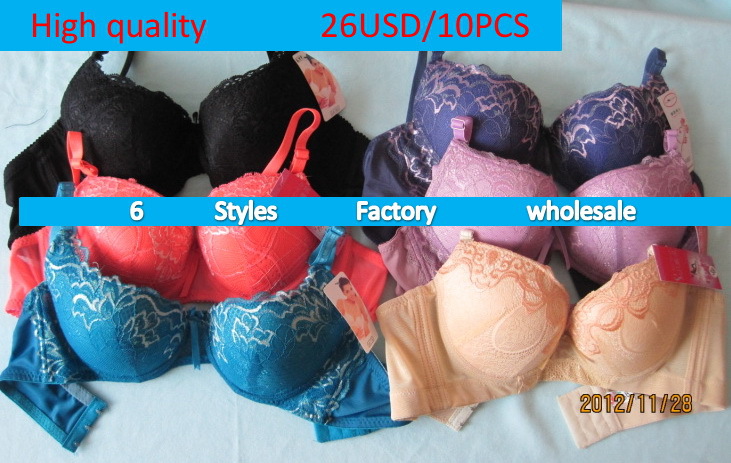 Free shipping Women 6 styles bra Cute lace floral factory produce brassiere wholesale 34/75,36/80,38/85,CUP A,B 10pcs/lot