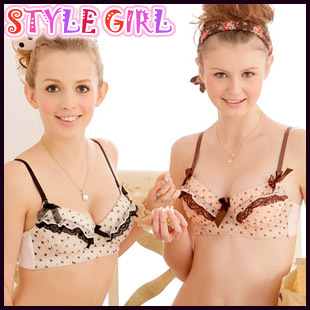 Free shipping women bra & brief sets Adjustable vest type push up bra set chiffon floral underwear set