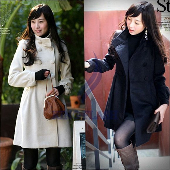 Free shipping Women Breasted Double Wool Long Coat Noble Warm Winter wear