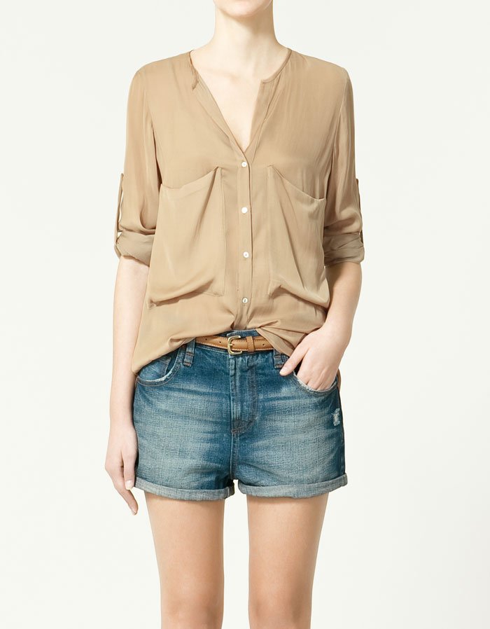 Free shipping women chiffon shirt new style fashion Blouse lady thin casual tops wiht pockets leisure wear summer dress