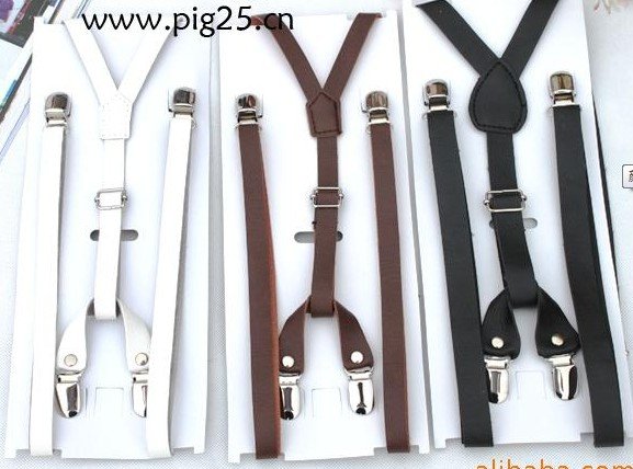 Free Shipping women Clip-on Solid Braces Suspenders,candy color leather suspenders/straps clip,5colors,50pcs/lot+free gift