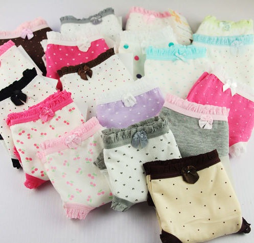 Free shipping Women cute bow underwear 100%cotton briefs fashion panties 10pcs/lot Wholesales & Retails Multi-colors