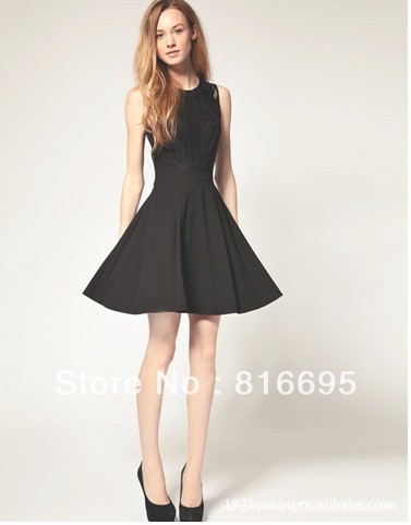 Free shipping   women'dress chiffon lace fashion dress  waist Sleeveless skirts Skirt