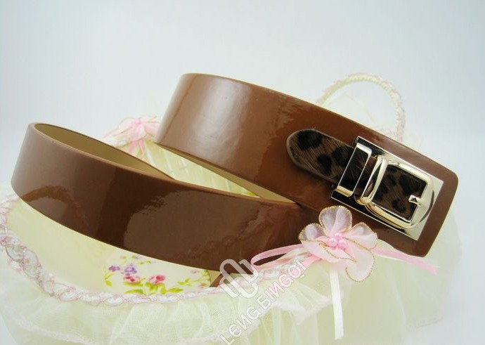 FREE SHIPPING,women fashion leopard buckle belt  japanned  leather and Cowhide bottom all-match belt,6pcs/lot