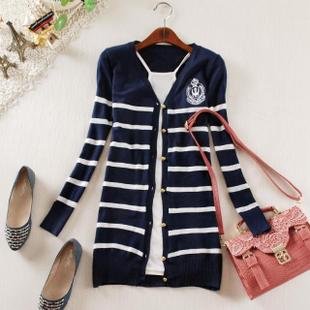 Free Shipping Women Fashion Long Sweater Stripe Shawl Shrug Knitwear Cardigan Wholesale 1Pcs Hot sale C3