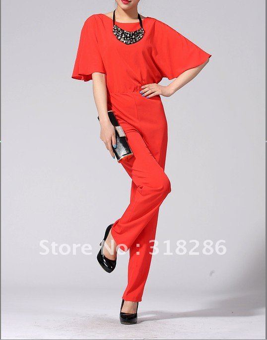Free shipping women fashion party jumpsuits 100% silk