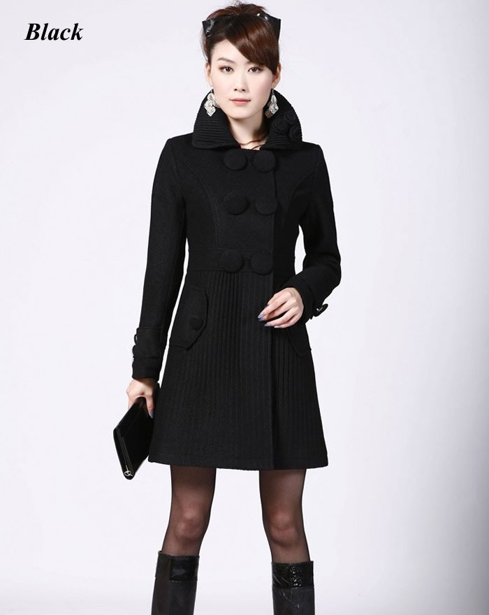 Free shipping women fashion wool coat new style long trench coat outdoor overcoat winter Double breasted warm coat lady dress