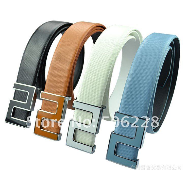 Free shipping women genuine leather belt  in black ,white, blue orange , new style fashion belt with S shape high quality