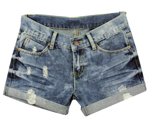 Free shipping,Women happy face Short Jeans,Fashion Wornout Hot Pants,Lady Wash Denim High-waist Shorts