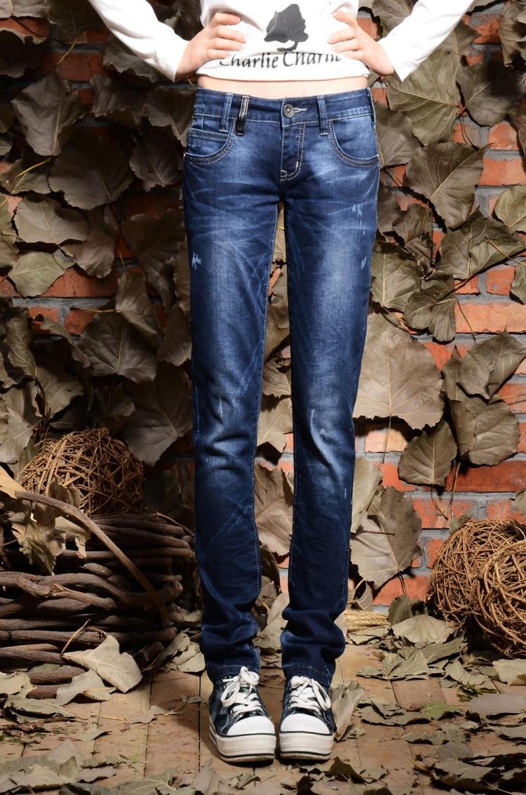 Free shipping women jeans personality distrressed straight jeans female pants trousers