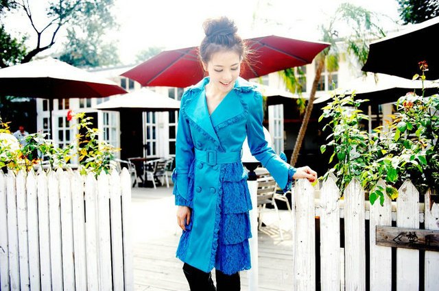 Free shipping! Women Long cotton Trench with high quality, Flower Coat, Fashion Autumn coat, Wholesale