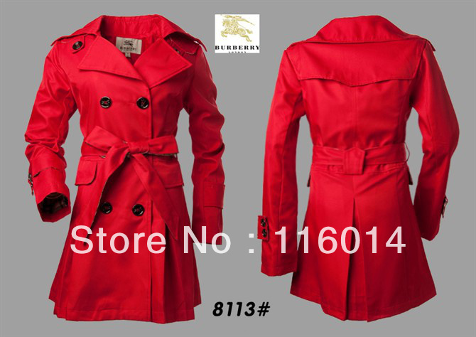 Free shipping women long sleeve double breasted trench lady warm solid color coat fashion outwear #8113