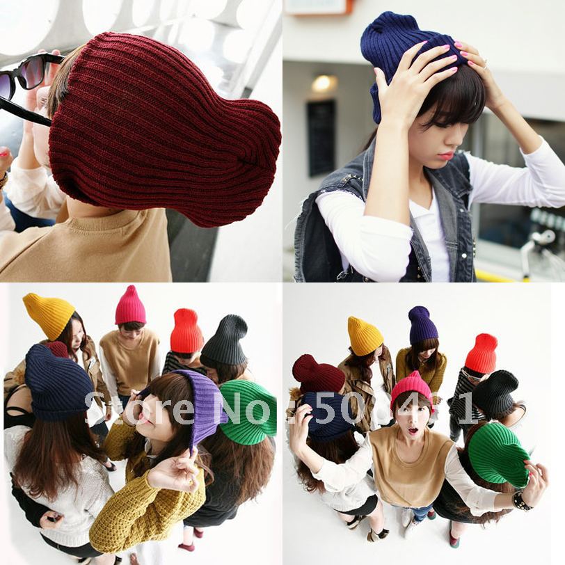 free shipping women men knitted hats ear pocket Caps fashion Skullies Beanies Lovers warm winter 24 colors