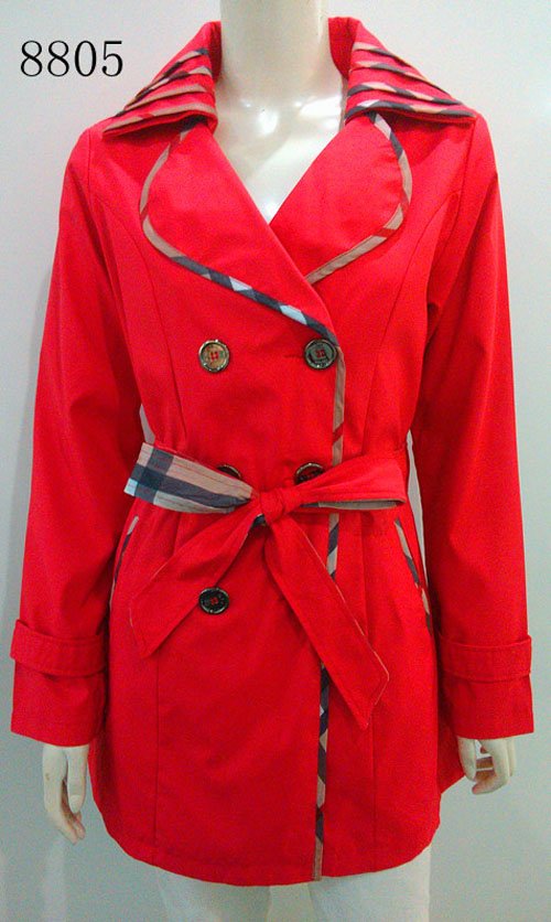 Free Shipping Women New  Desigual Brand Bur Long Double Breasted Belted Slim Fit  Spring/Autumn Jacket/Outerwear #8805 Red,Black