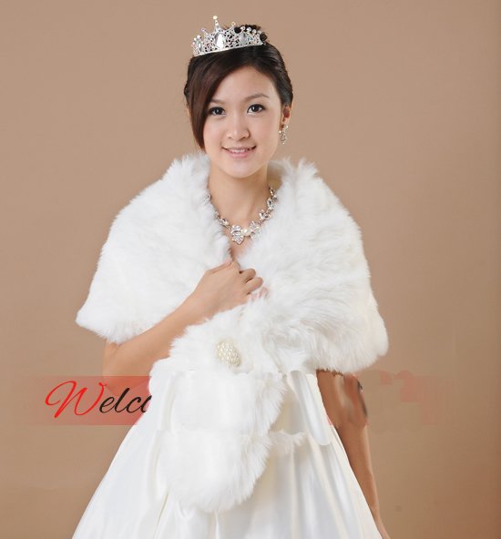 Free shipping women New fashion faux rabbit fur coat bridal wrap shrug shawl ivory wedding dress accessories wedding jackets