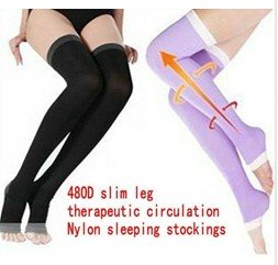 Free Shipping Women Pressing Leggings Sleep Slimming Stockings Varicose Tight Socks, beauty Leg slim warmer Shaper black purple