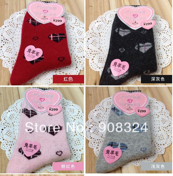 free shipping women Rabbit wool socks high quality 5 designs 20 colors good choices winter gift