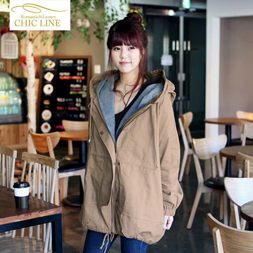 Free Shipping Women's  100% cotton   outerwear 2013  with a hood faux two piece set trench  new arrival j1