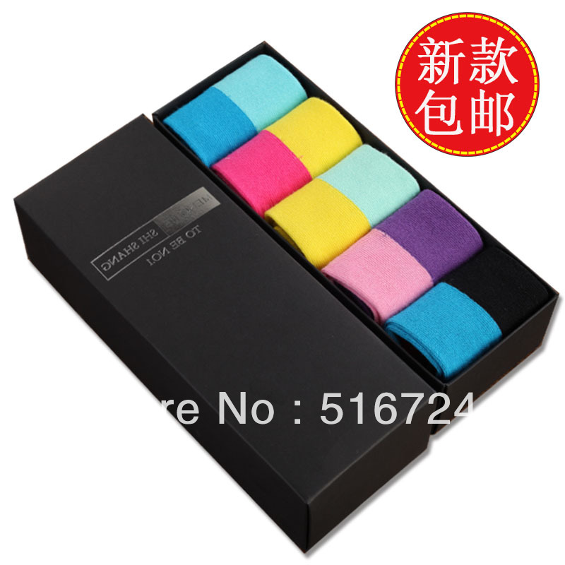 Free shipping Women's 100% cotton socks boxed knee-high thermal thick lovers