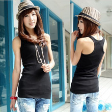 Free shipping. Women's 100% cotton spaghetti strap vest all-match basic long design slim tank basic shirt t-shirt