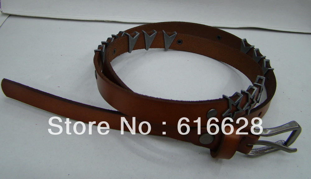 Free shipping  women's 100% real leather belts with star metal on strap- wholesale/retail