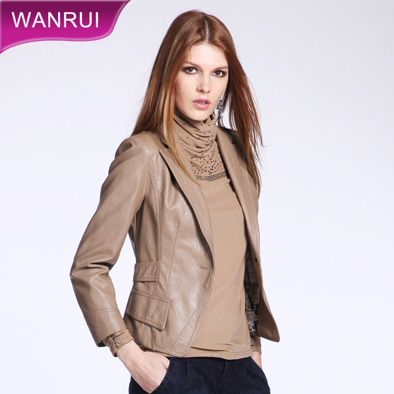 Free Shipping Women's 2012 all-match blazer leather clothing water wash PU slim leather clothing female 121