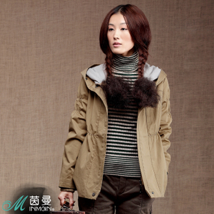 FREE SHIPPING  women's 2012 winter 100% cotton with a hood medium-long thickening autumn and winter trench outerwear female f510