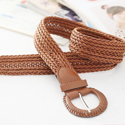 Free Shipping Women's all-match round buckle pin buckle knitted belt Wholesale price