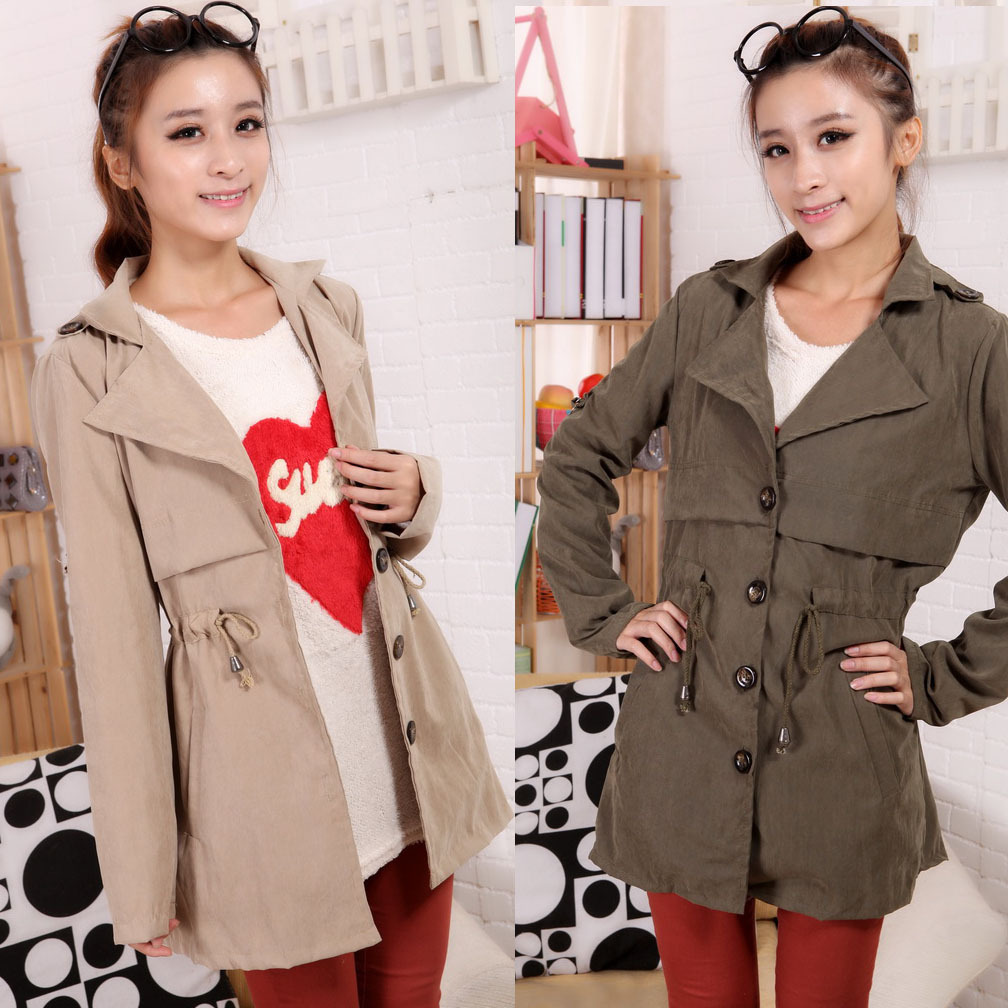 Free Shipping Women's Autumn  casual plus size trench  medium-long slim trench Outerwear