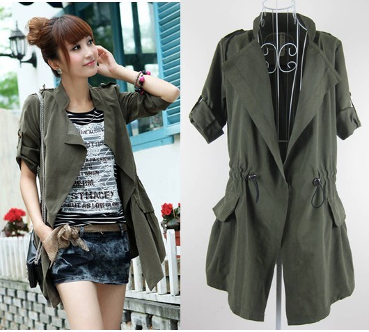 Free Shipping Women's Autumn new arrival 2013 new style plus size  slim waist trench slim trench casual  Outerwear