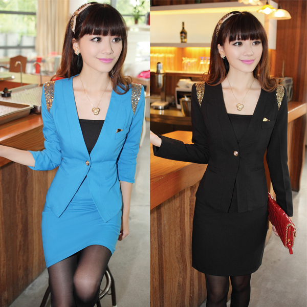 free shipping Women's autumn piece set work wear set slim hip skirt ol professional set
