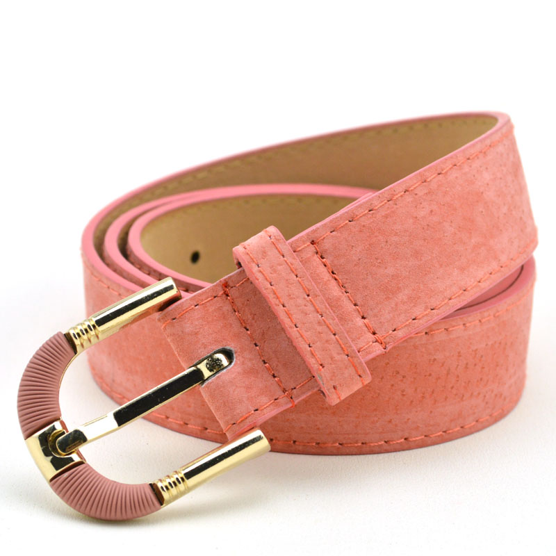 free shipping, women's belt fashion sweet leather belt casual pink women's belt for sale (TFBE-001)