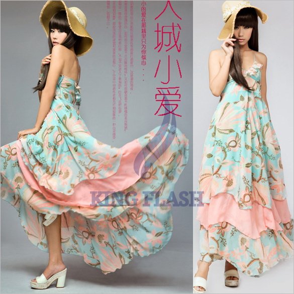 FREE SHIPPING Women's Bohemian BOHO Floral Maxi Chiffon Long Dresses