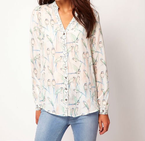 Free Shipping WOMEN'S CHIC ANIMAL PRINTS V-NECK LONG SLEEVE SHIRT -drop shipping