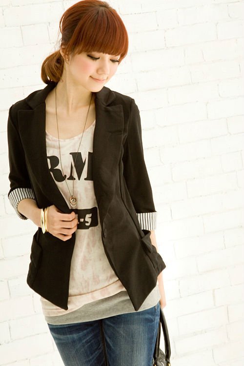 Free Shipping women's CHIC SLIM ONE BUTTON SHORT BLAZER COAT -drop shipping