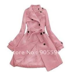 Free Shipping Women's Coat Double Breasted ROMA Duffel Red Warm Winter Coat ,women jacket With Waistband 4 color