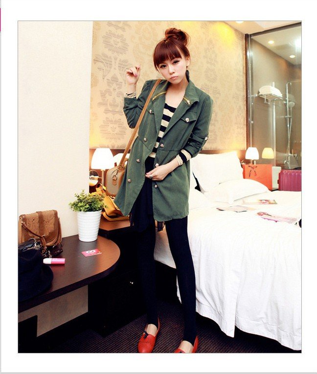 Free shipping Women's Coat,Trench female 2012 Autumn new arrival slim fashion long double breasted outerwear