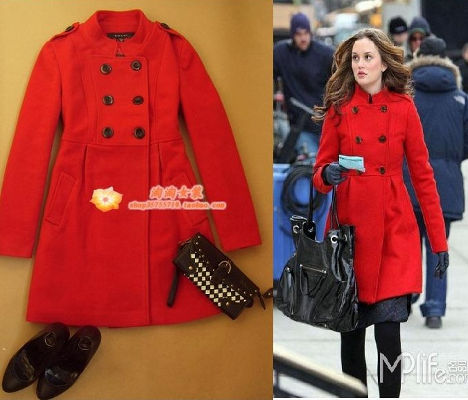 FREE SHIPPING Women's cool military slim waist fashion double breasted overcoat outerwear